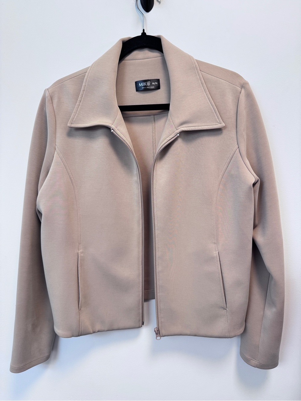 🇨🇦 Miik Light Beige Zip-Front Blazer Jacket, XL